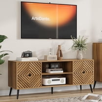 Smuxee Modern TV Stand for TVs up to 65 inch, Entertainment Center with Adjustable Shelves & Storage for Living Room, Walnut