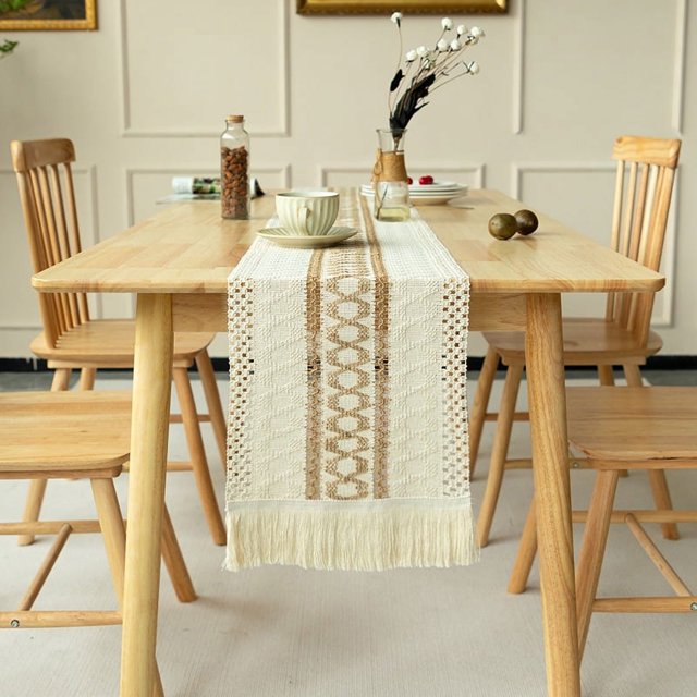 Nordic Simple Light Luxury Cotton and Linen Table Runner Color Matching Tassel Long Tablecloth Holiday Tea Table Runner Decoration