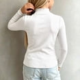 thumbnail image 6 of YHAJDS Girl Ruffle Sweatshirts Fall Pullover Shirts Solid Color Half Turtleneck Long Sleeve Ruffle Trim Fleece Elastic Base Tops, 6 of 6