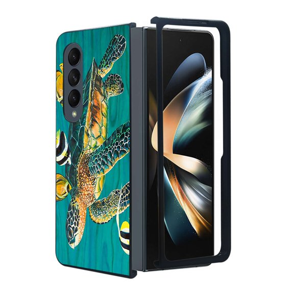 ANJ  Protective Snap-On Design Printed Case Compatible with Samsung Galaxy Z Fold 4 - Tropical Sea Turtle