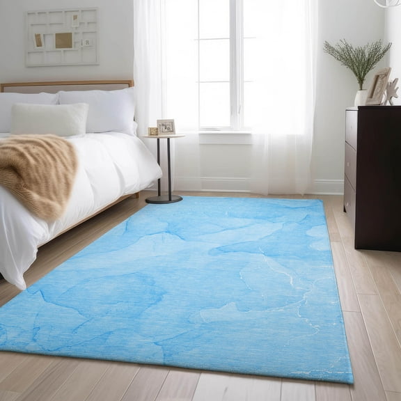 Addison Rugs Mayfield Washable Transitional Watercolors Blue Rectangle Rug, 10' x 14'