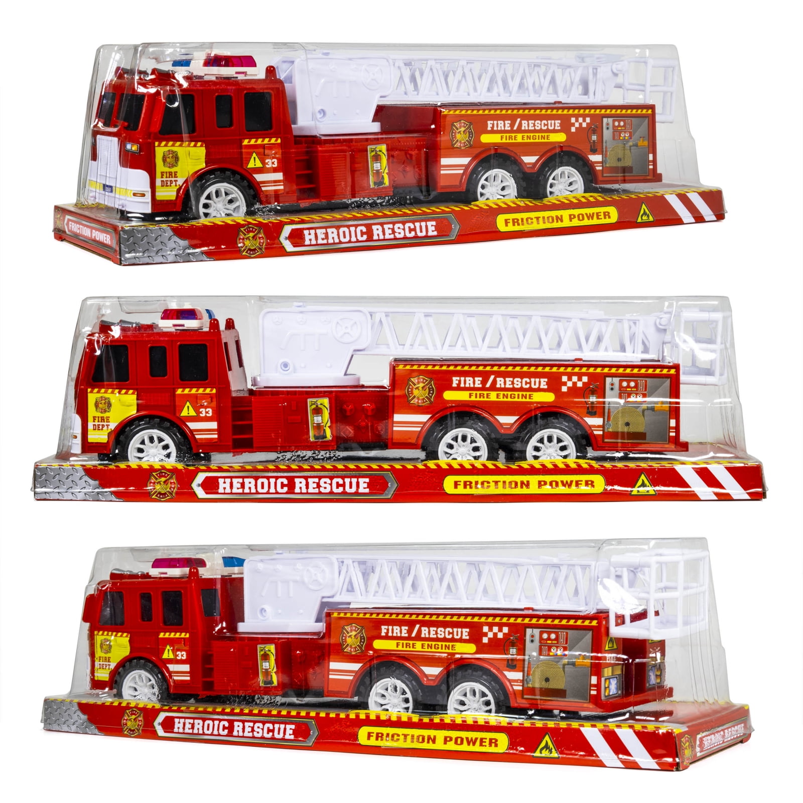Kidplokio Boys Red Fire Truck Toy, Friction Powered, Extendable