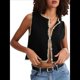 thumbnail image 2 of Suéter Sin Mangas para Mujer, Camiseta Sin Mangas con Botones, Cárdigan Corto de Punto para y Verano 2025 Negro L, 2 of 7
