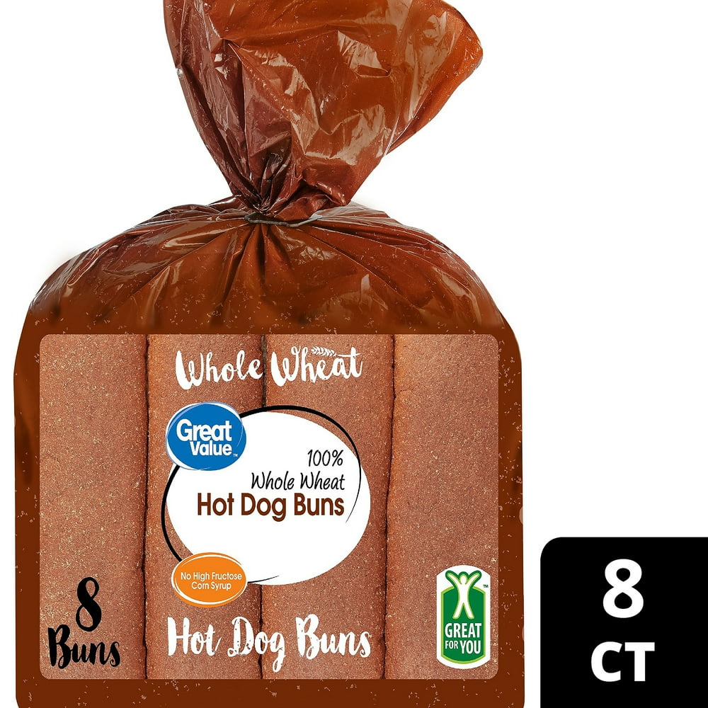 Great Value Hot Dog Buns, Whole Wheat, 14 oz, 8 count