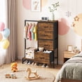 thumbnail image 5 of HIGDBFE 4 Drawers Dresser with Clothes Rack, Small Dresser for Bedroom, 44''H Fabric Dresser with Hanging Rack, Rustic Brown, 5 of 9