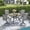 Graywood Table- Gray Chairs, variant on VOXBIN Patio Dining Set for 8 Outdoor Furniture Includes 63.1" Round Table and Swivel Chairs, Sandshell Color Tabletop and Fabric