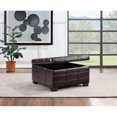 thumbnail image 3 of Detour Strap Square Storage Ottoman in Espresso Faux Leather, 3 of 8