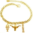 thumbnail image 2 of Licensed Texas, University Of Texas 14KT Goldtone Adjustable Bracelet. It Will Fit Everyone. Licensed Hologram ID Enclosed With Shipment. Stamped Marking In Metal On The Backside Of The Charm.©2003, 2 of 2