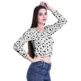 thumbnail image 2 of Moomaya Crop Top à Manches Longues Col Rond Imprimé pour Femmes T-Shirt en Jersey de Coton, 2 of 4