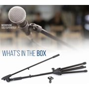 Pyle Foldable Tripod Microphone Stand - Universal Mic Mount and Height Adjustable from 37.5 to 65.0 Inch High w/Extending Telescoping Boom Arm Up to 28.0 - Knob Tension Lock Mechanism PMKS3