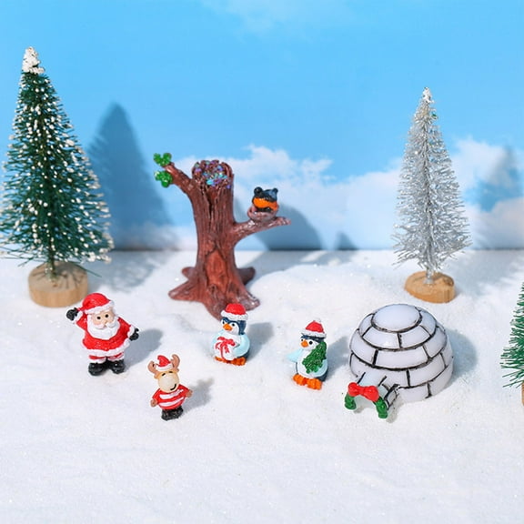 Christmas Miniature Figurines, Multicolor Plastic Holiday Decor for Tabletops & Scenes