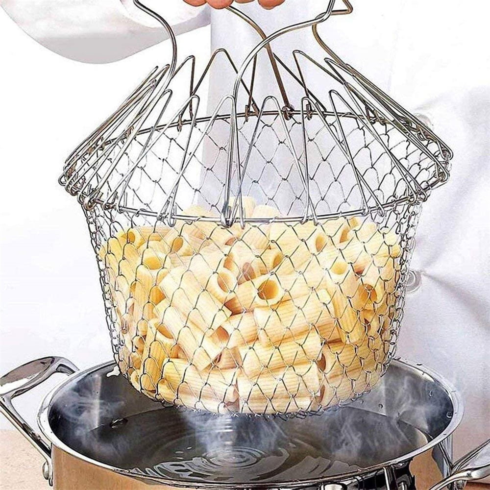 NUOLUX 1 Set of Food Fryer Pot Frying Basket Tong Handheld Frying Pot Deep  Frying Food Basket Kitchen Frying Pot 