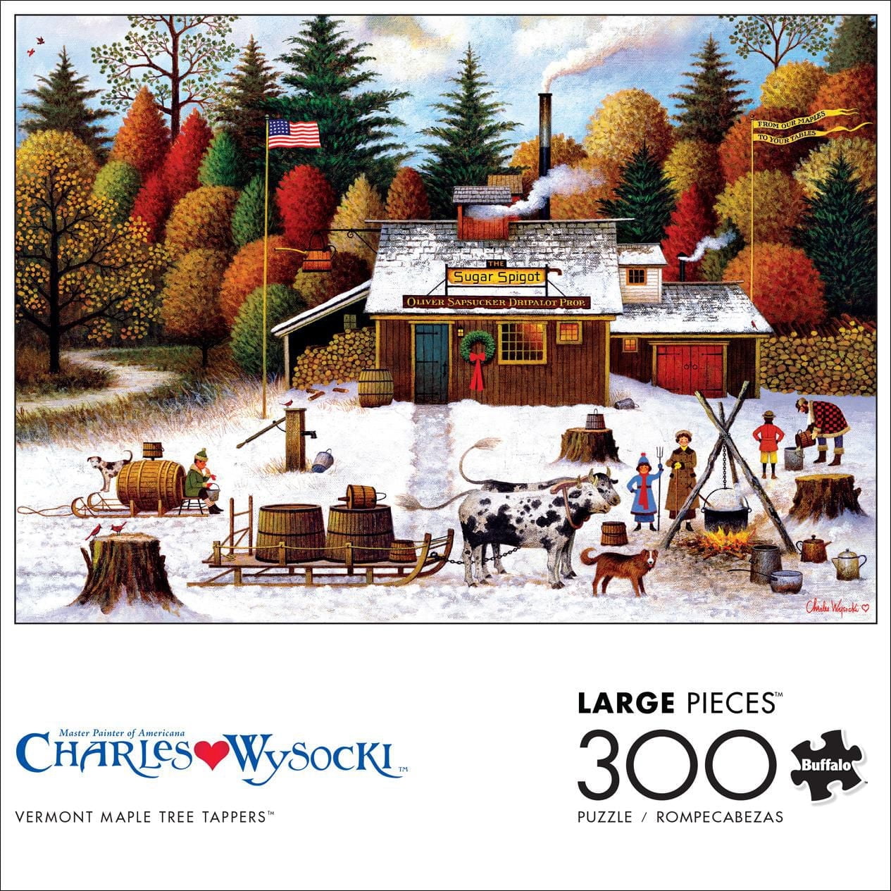 Buffalo Games - Charles Wysocki - Vermont Maple Tree Tappers - 300 Piece Jigsaw Puzzle