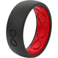 thumbnail image 2 of Unisex Round Midnight Black/Raspberry Red Wedding Band Silicone Water Resistant, 2 of 6