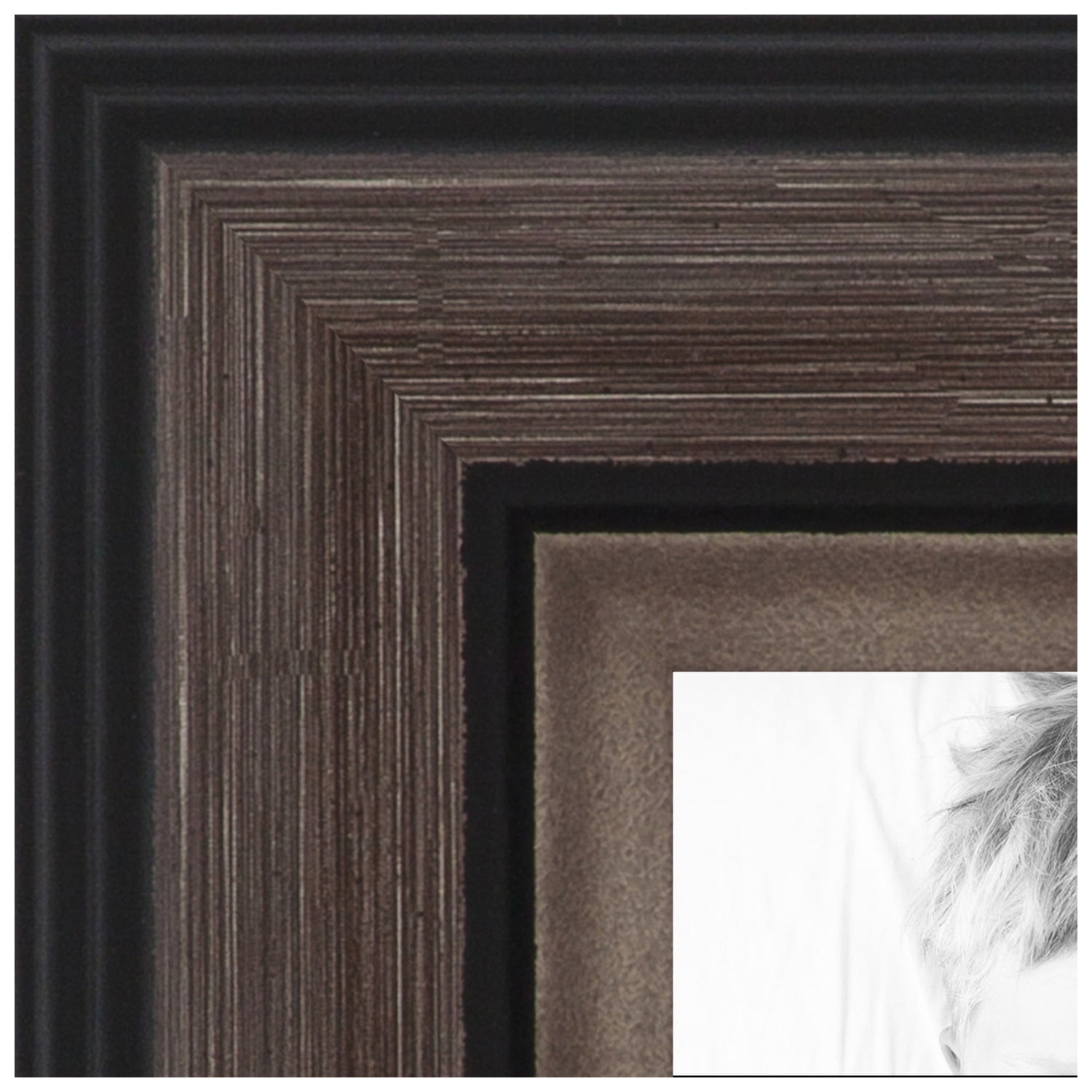 ArtToFrames Picture Frame Custom 1.25" Gray Grey and Black 4448 Small 