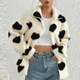 thumbnail image 6 of biudgviw Jackets for Women Fleece Fuzzy Zip up Long Sleeve Outwear Comfy Lightweight Winter Warm Lapel Heart Print Coats with Pockets, 6 of 7