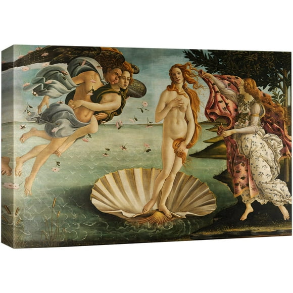 wall26 Naissance de Vénus par Botticelli Giclée Impressions sur Toile Galerie Art Mural, Étiré & Encadré Prêt à Accrocher, 12 Pouces L X 18 Pouces L