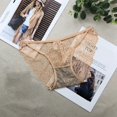 thumbnail image 3 of Gibobby Bragas Bikini Elásticas Encaje transpirable encaje sexy para mujer Ahueca hacia fuera y las nalgas Bragas breves puras （Beige，Talla única), 3 of 4