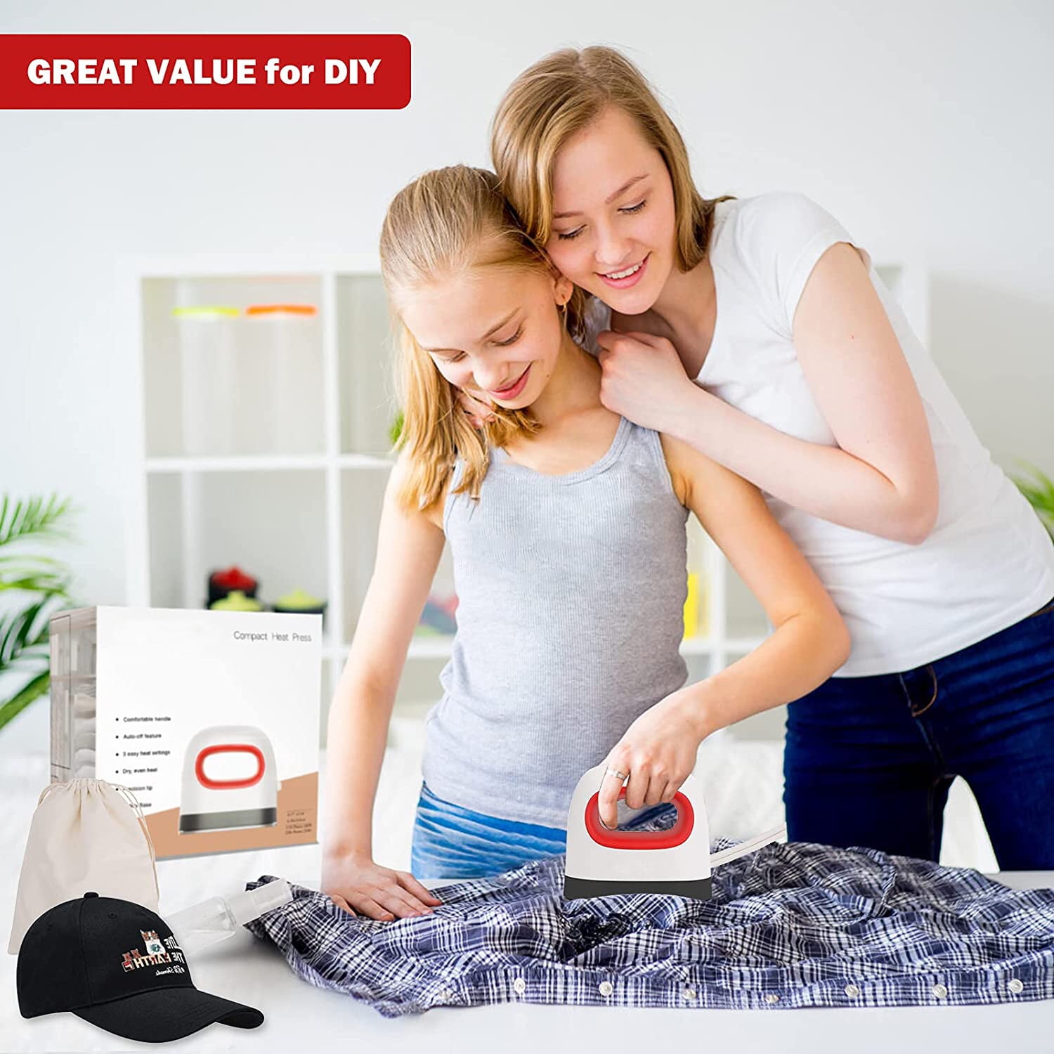 Mini Handheld Heat Press Machine Portable Heating Transfer Iron for T Shirts Shoes Hats