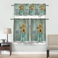 thumbnail image 4 of 3 Piece Curtains Tiers and Valances Set, Sunflower Mason Jar Positive Quotes Vintage Farmhouse Decoration Rod Pocket Short Window Treatment Tiers Curtains Panel and Valance for Cafe Bathroom Kitchen, 4 of 6