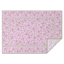Lavender Lilac Flower Tablecloth,Wipeable Polyester Table Cover for Rectangle Tables,Foldable Tablecloth Thick Tablecloths for Spring Easter Picnic Kitchen