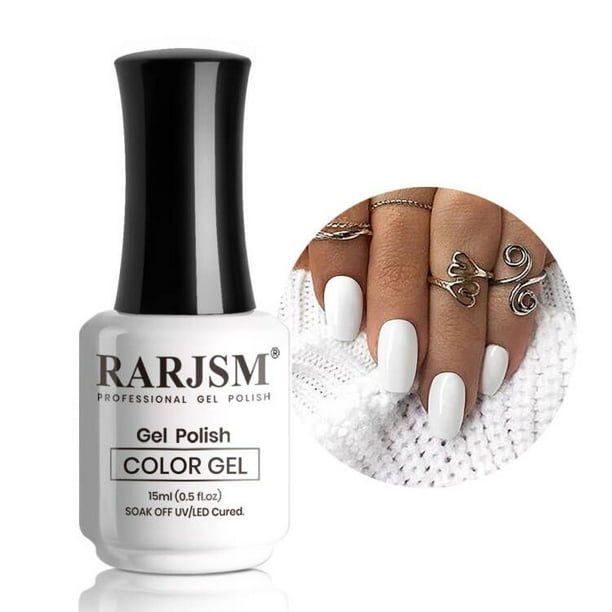 RARJSM Pure White Gel Nail Polish 15ml Soak Off UV LED Nail Gel Polish Nail Art French Manicure