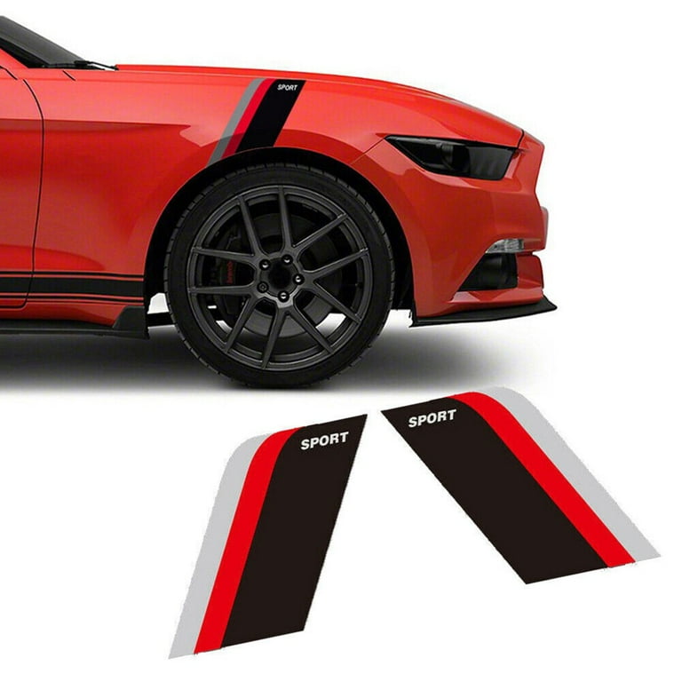 Sleek And Stylish Car Door Fender Sticker Racing Decals Black Red Gray