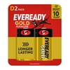 Eveready Gold Alkaline D Batteries, 2 Pack of D Cell Batteries
