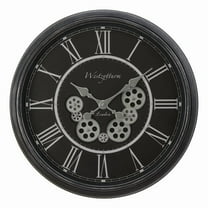 Clocks - 23" Round - Gear Mechanism - Wall Clock - Black - Transitional