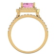 thumbnail image 4 of 3.05ct Brilliant Emerald Cut Pink Zircon 14K Yellow Gold Halo Solitaire with Accents Engagement Bridal Wedding Ring Band Set size 9.25, 4 of 7