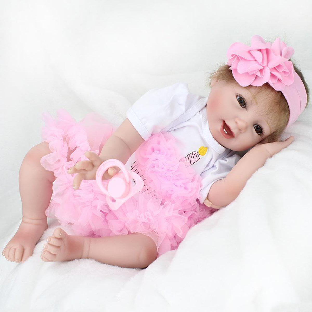 22" Toddler Reborn Lifelike Baby Girl Doll Silicone Vinyl Reborn Newborn Dolls 