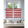 thumbnail image 4 of Red Stripes Sheer Kitchen Tier Curtains 24 Inch length, Rod Pocket Half Curtains Short Drapes, Simple Red White Texture Light Filtering Chiffon Small Window Treatments 2 Panels 27.5"W x 24"L, 4 of 7
