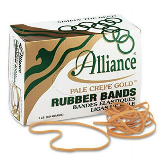 Alliance  Pale Crepe Gold Rubber Bands- Size 117B- 7 x 1/8- 1lb Box