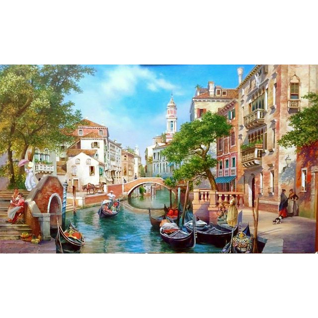 Cuadros Decorativos Bordado completo Venecia Impreso Punto de cruz 11CT 3 Hilo Costura de algodón Sywqhk Nuevos Originales