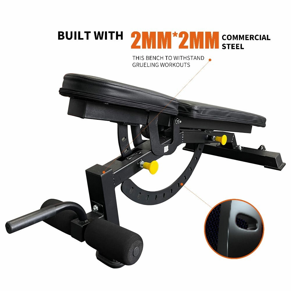 IVV Weight Bench, Adjustable Strength Training Bench for Full Body Workout with Fast Folding (Black, 500lbs Load)