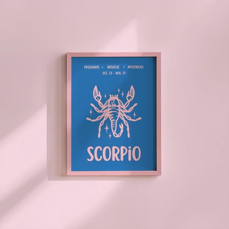 Pink Blue Scorpio Wall Art Poster Colorful Zodiac Astrology Art Scorpio Art Gallery Apartment Art, Unframed Size 8x12