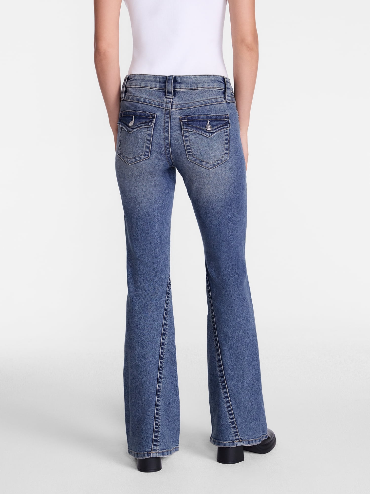 Madden NYC Women's Low Rise Flare Jeans, 32" Inseam, Sizes 00-18