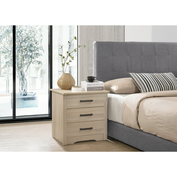 Glory Furniture Hudson 3 Drawer RTA Nightstand in Sandle Wood