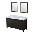 thumbnail image 4 of Lexora Home Marsyas 60" Quartz Top Double Vanity with Sinks and Mirrors in Brown, 4 of 10