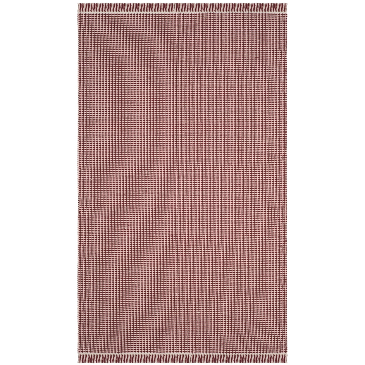 SAFAVIEH Montauk Patton Geometric Cotton Area Rug, Ivory/Red, 3' x 5'