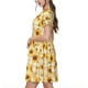 thumbnail image 2 of Balery Coffee Plaid Sunflower Vestidos sueltos de manga corta para mujer, vestidos de verano 2025, vestidos casuales de corte A con vuelo., 2 of 6
