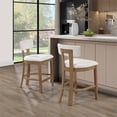 thumbnail image 3 of Hanson 26" Counter Stool with Linen White Fabric and Medium Oak Wood, 3 of 12