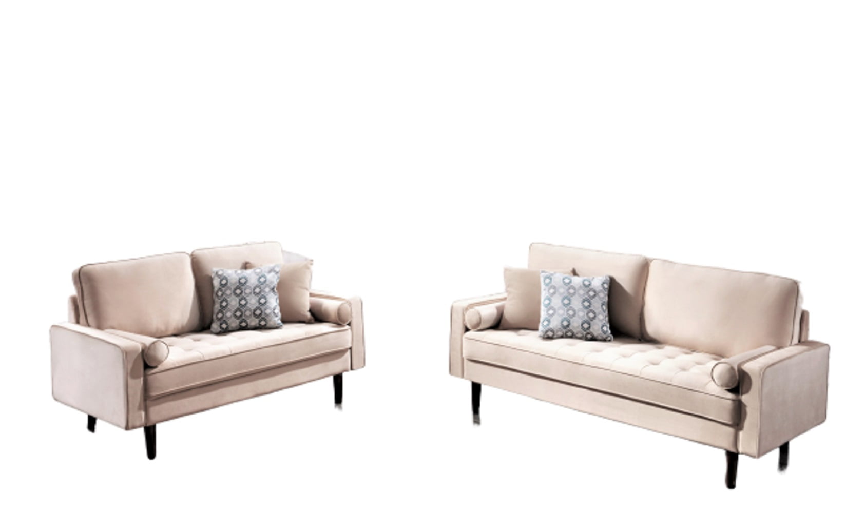 Uspridefurniture Hazen 2Pcs Velvet Living Room Set, Sofa Loveseat,Beige