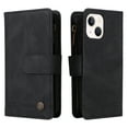thumbnail image 3 of Case for iPhone 13 Mini Cover Zipper Pocket Wallet Case Magnetic Protective - Black, 3 of 5