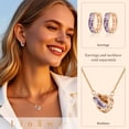 thumbnail image 4 of Linawe Amethyst Purple Moissanite Necklace for Women, Rose Gold Hypoallergenic Stainless Steel Chain, Interlocking Double Circle Pendant Necklaces, Diamond Birthstone Jewelry, 4 of 7