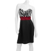 Juniors Plus Pleated Strapless Zebra Dre
