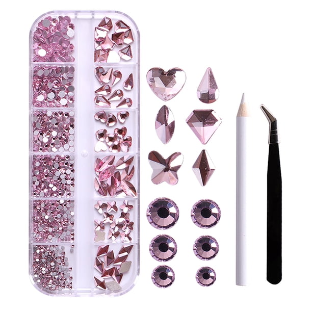 Juego de herramientas de manicura de diamantes planos de 12 cuadrículas Diamantes en forma especial MABOTO ZSHZ-209 con pinzas y bolígrafo corto
