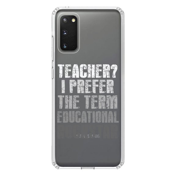 DistinctInk Clear Shockproof Hybrid Case for Galaxy S20 ULTRA / 5G (6.9" Screen) - TPU Bumper Acrylic Back Tempered Glass Screen Protector - Teacher I Prefer Educational Rockstar