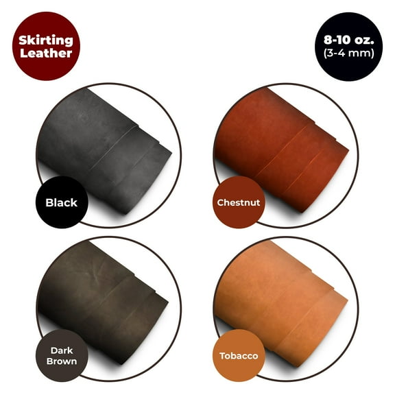 European Leather Works 8-10 oz 3-4 mm Skirting Veg Tan Leather Chestnut 2PCS 6-8 SQFT Thick Cowhide for Tooling Leather Sheet for Belts, Saddle, Holster, Sheaths, Real Leather Pieces, Scraps