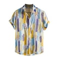 thumbnail image 3 of SwiftWear Men Short Sleeve Cotton Turndown collar Printed Hawaii Summer Blouses Purple M, 3 of 9